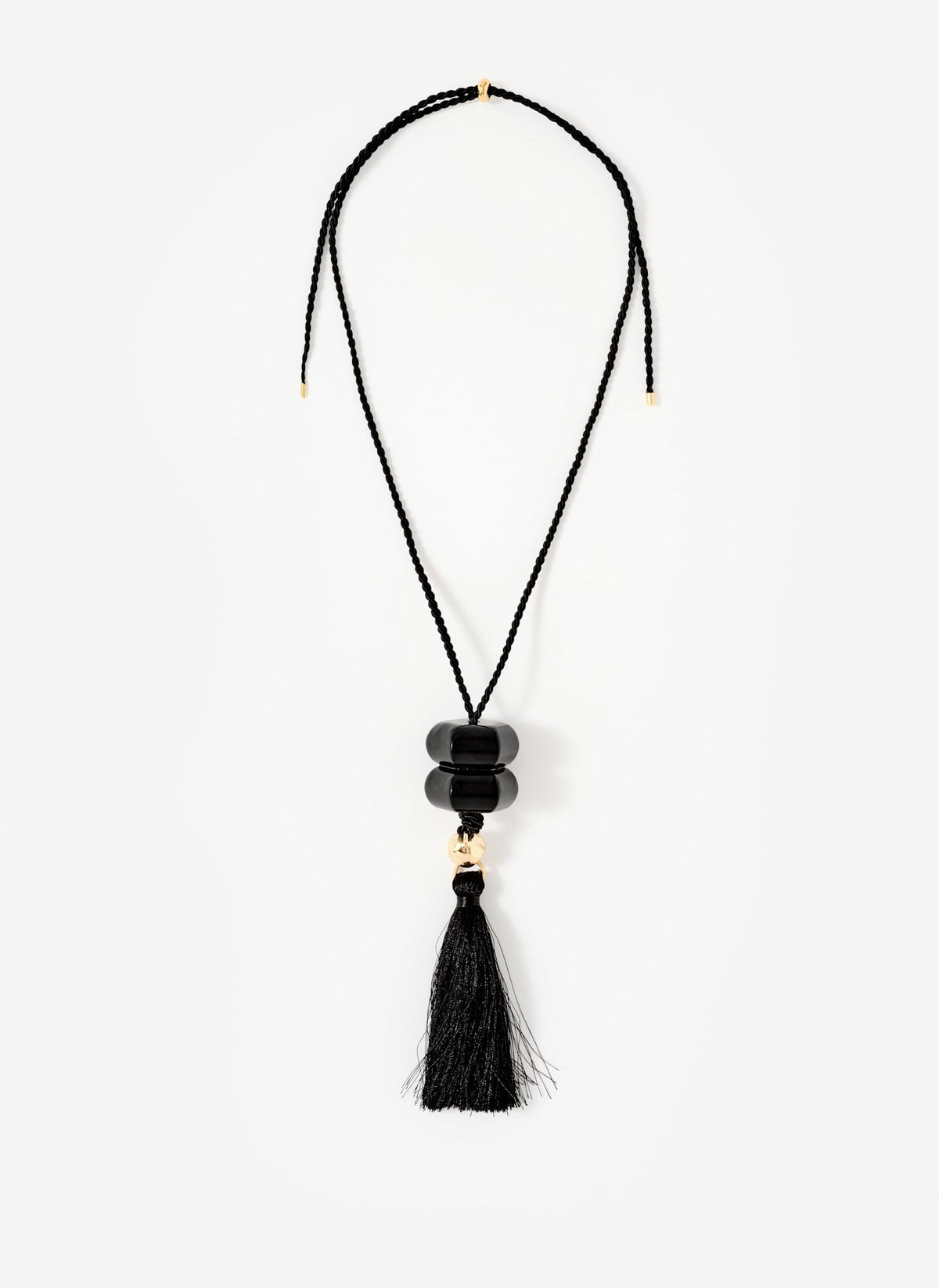 Black Resin Tassel Pendant Necklace