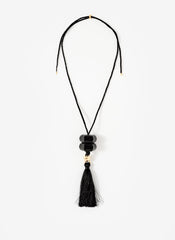 Black Resin Tassel Pendant Necklace