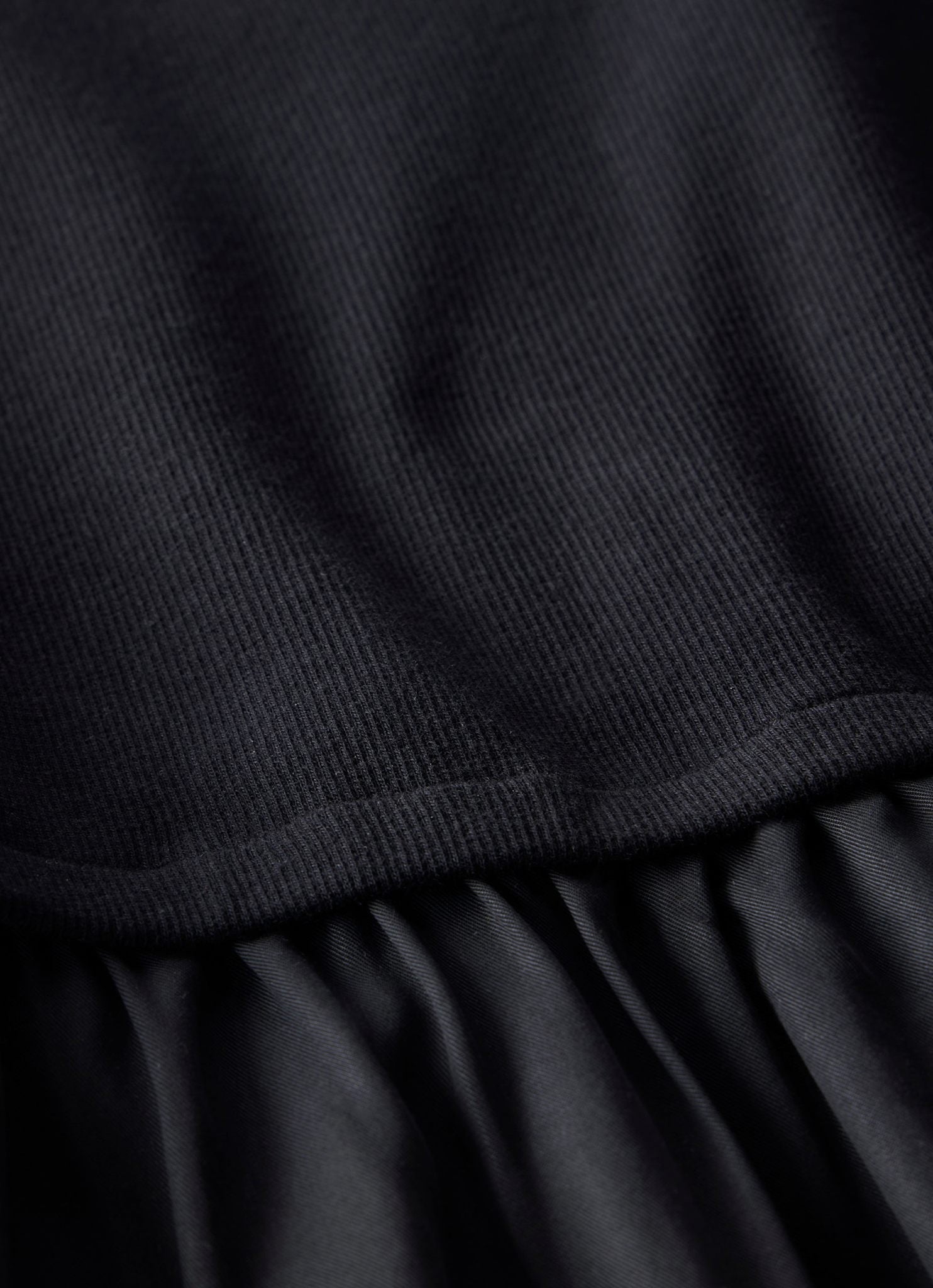 Black Scallop Trim Midi Dress