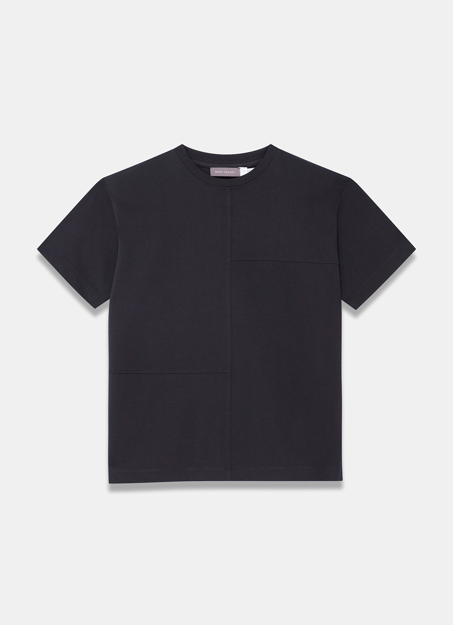 Black Cotton Seam Detail T-shirt