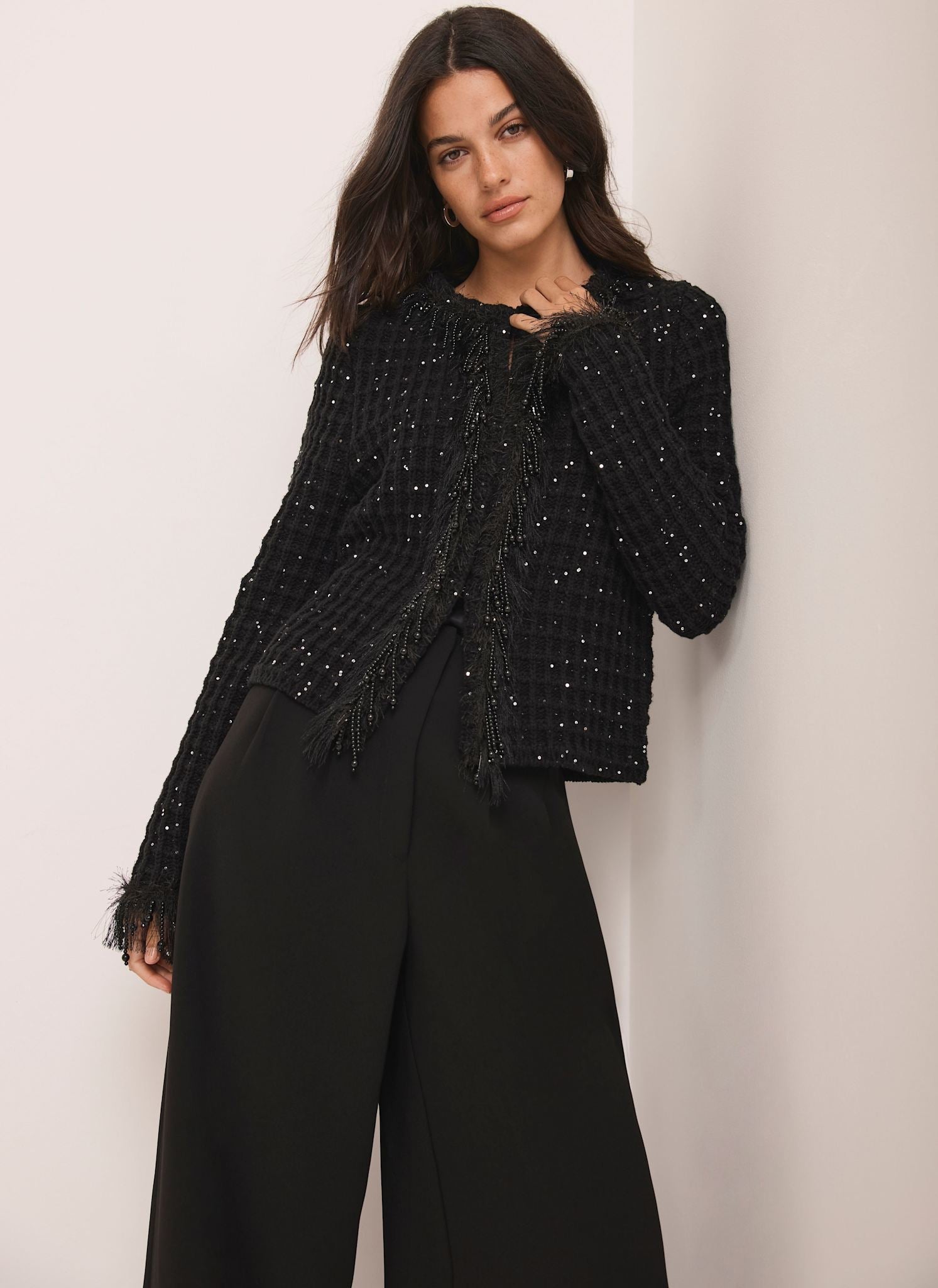 Black Sequin Embellished Jacket