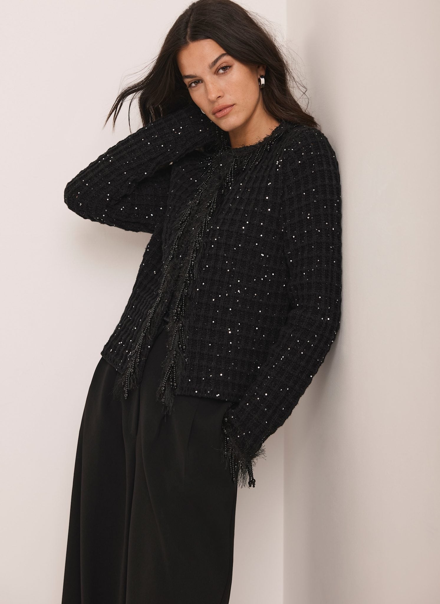 Black Sequin Embellished Jacket