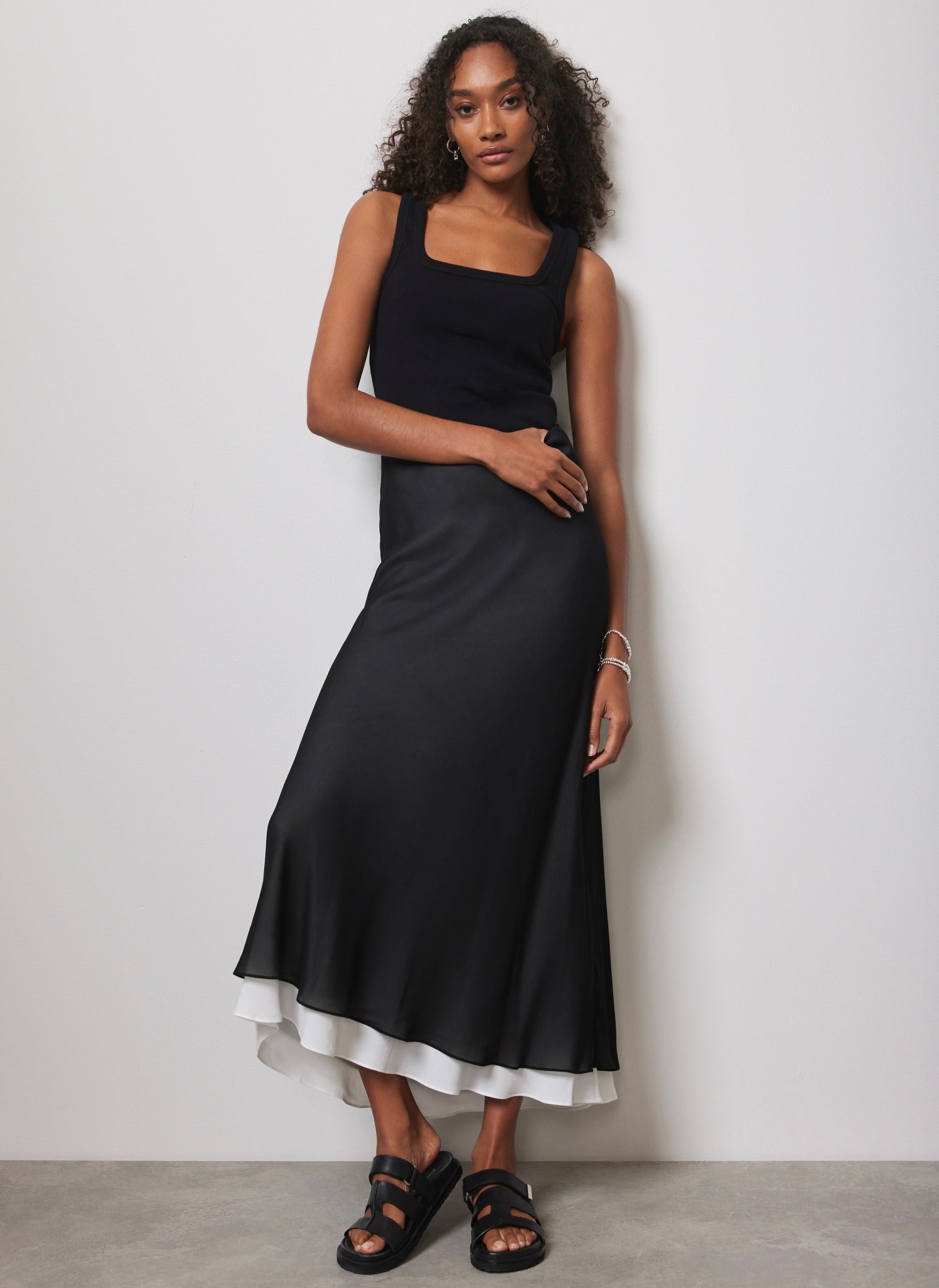 Black Layered Maxi Skirt