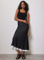 Black Layered Maxi Skirt