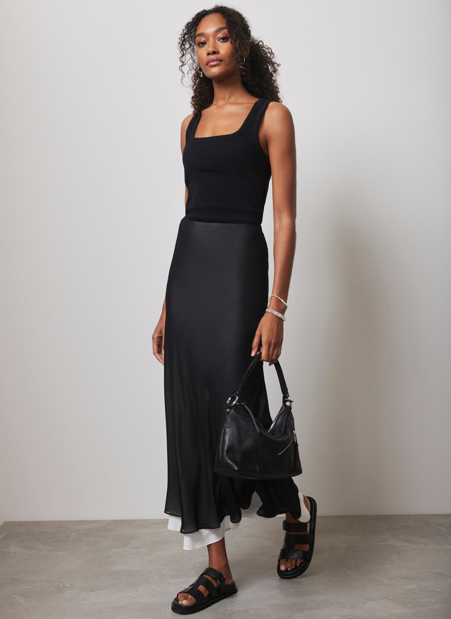 Black Layered Maxi Skirt