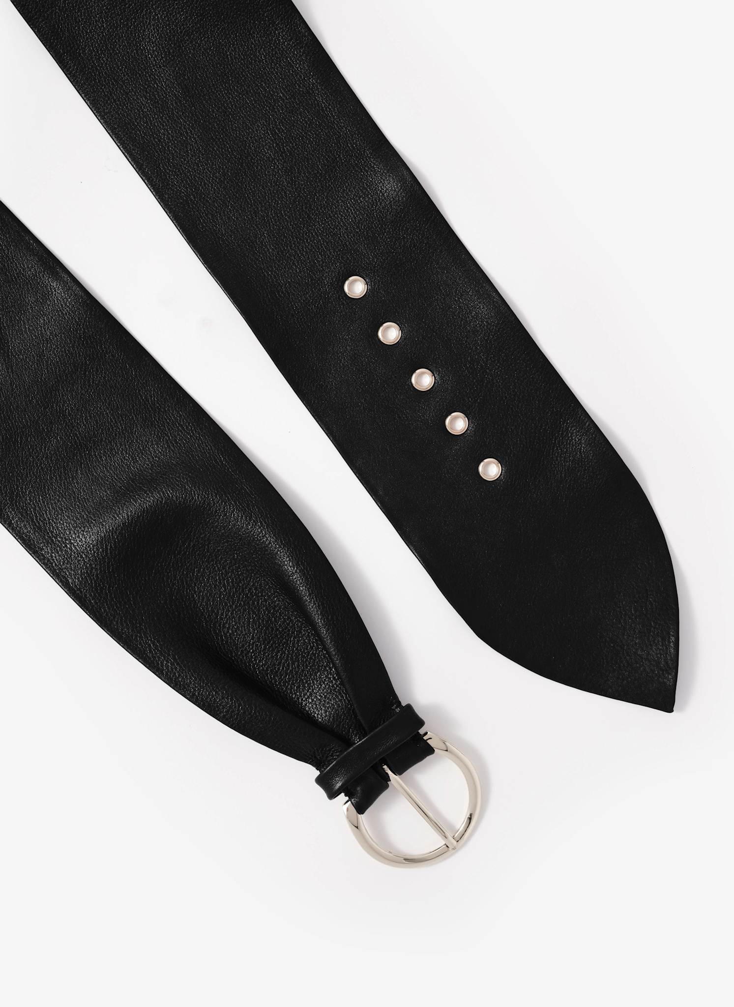 Black Leather Soft Wide Waist Belt