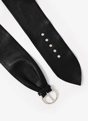 Black Leather Soft Wide Waist Belt