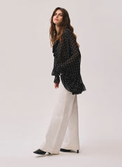 Black Polka Dot Print Blouse