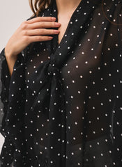 Black Polka Dot Print Blouse