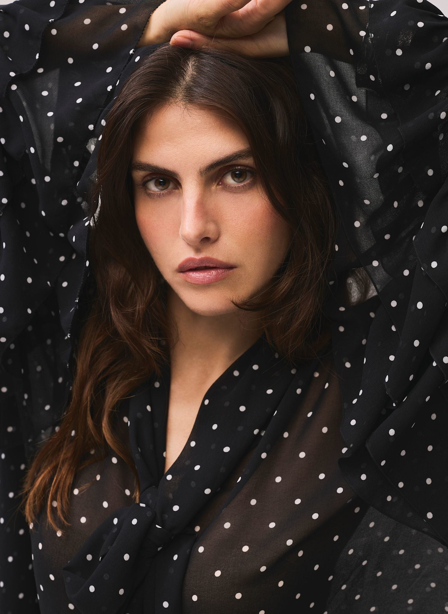 Black Polka Dot Print Blouse