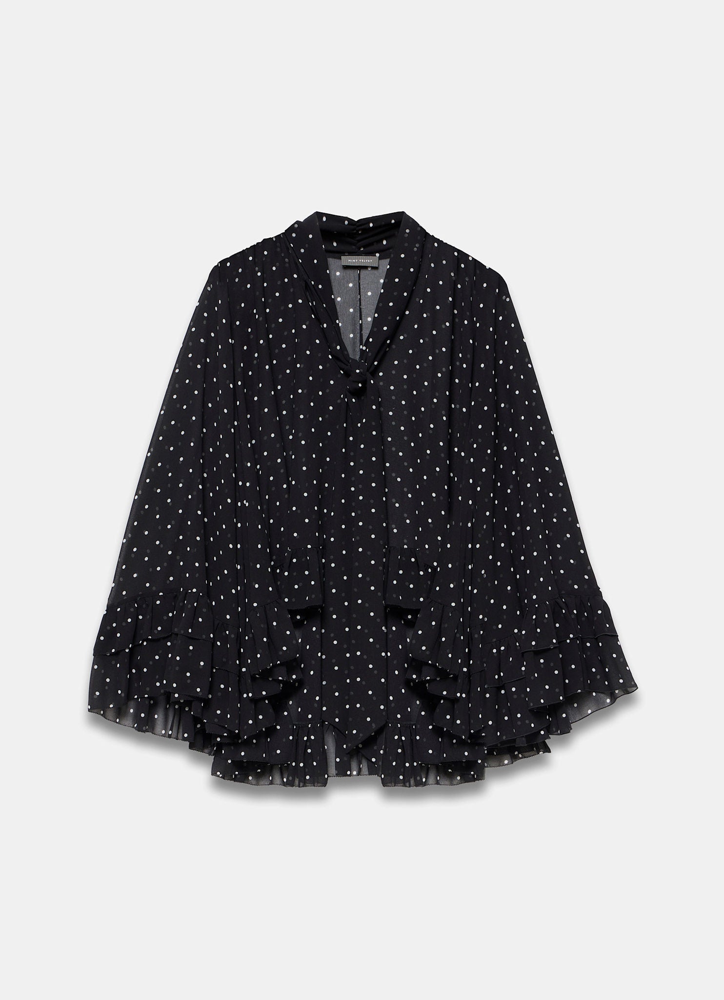 Black Polka Dot Print Blouse