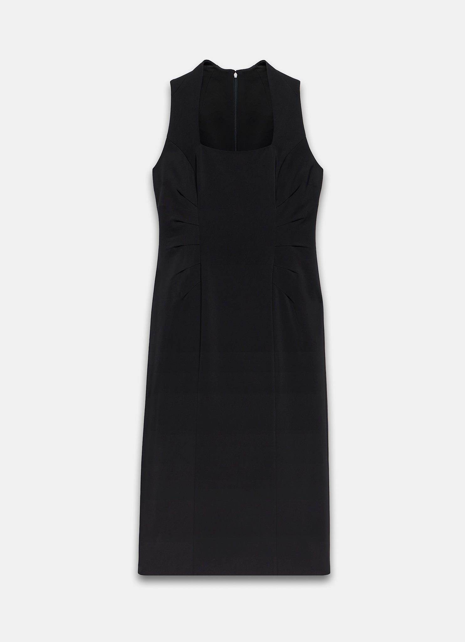 Black Sleeveless Fitted Midi Dress