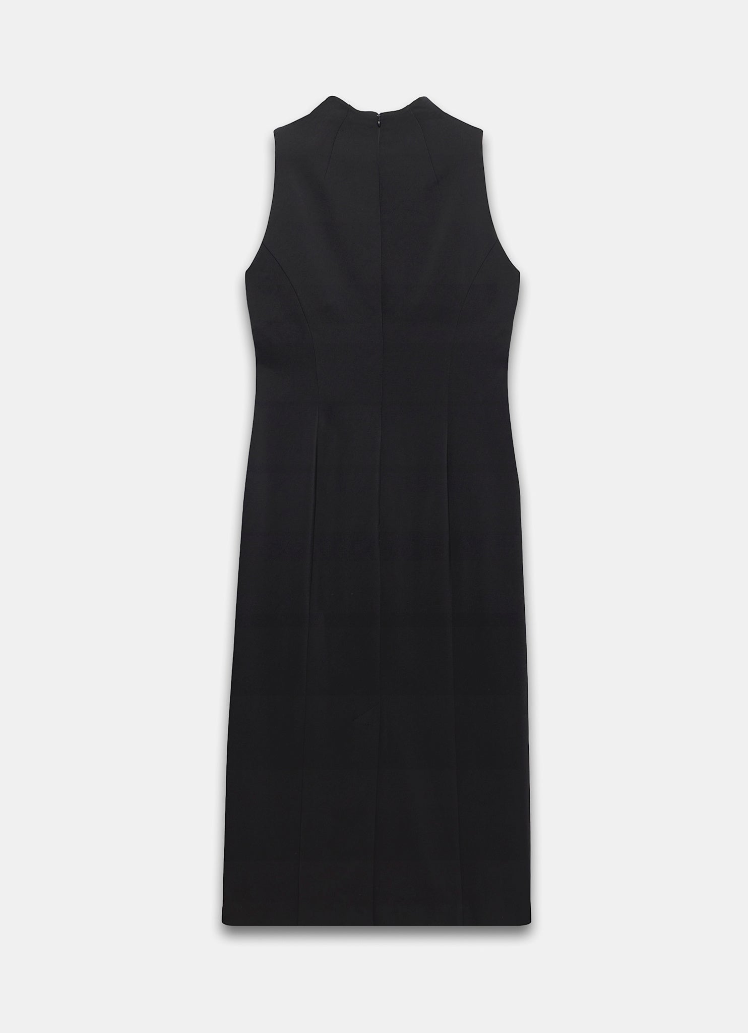 Black Sleeveless Fitted Midi Dress