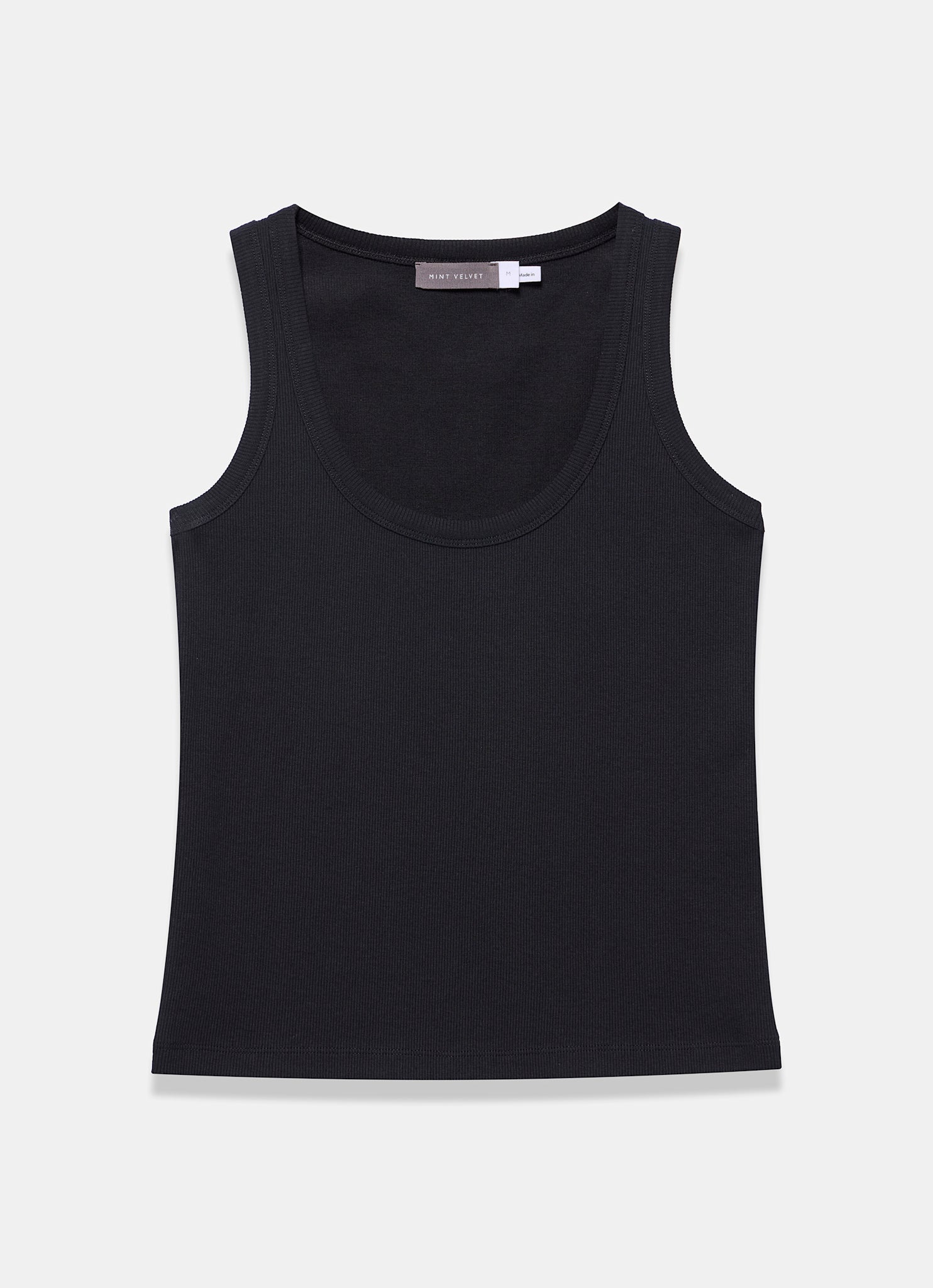 Black Cotton Blend Scoop Neck Vest