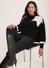 Black Cotton Blend Star Jumper