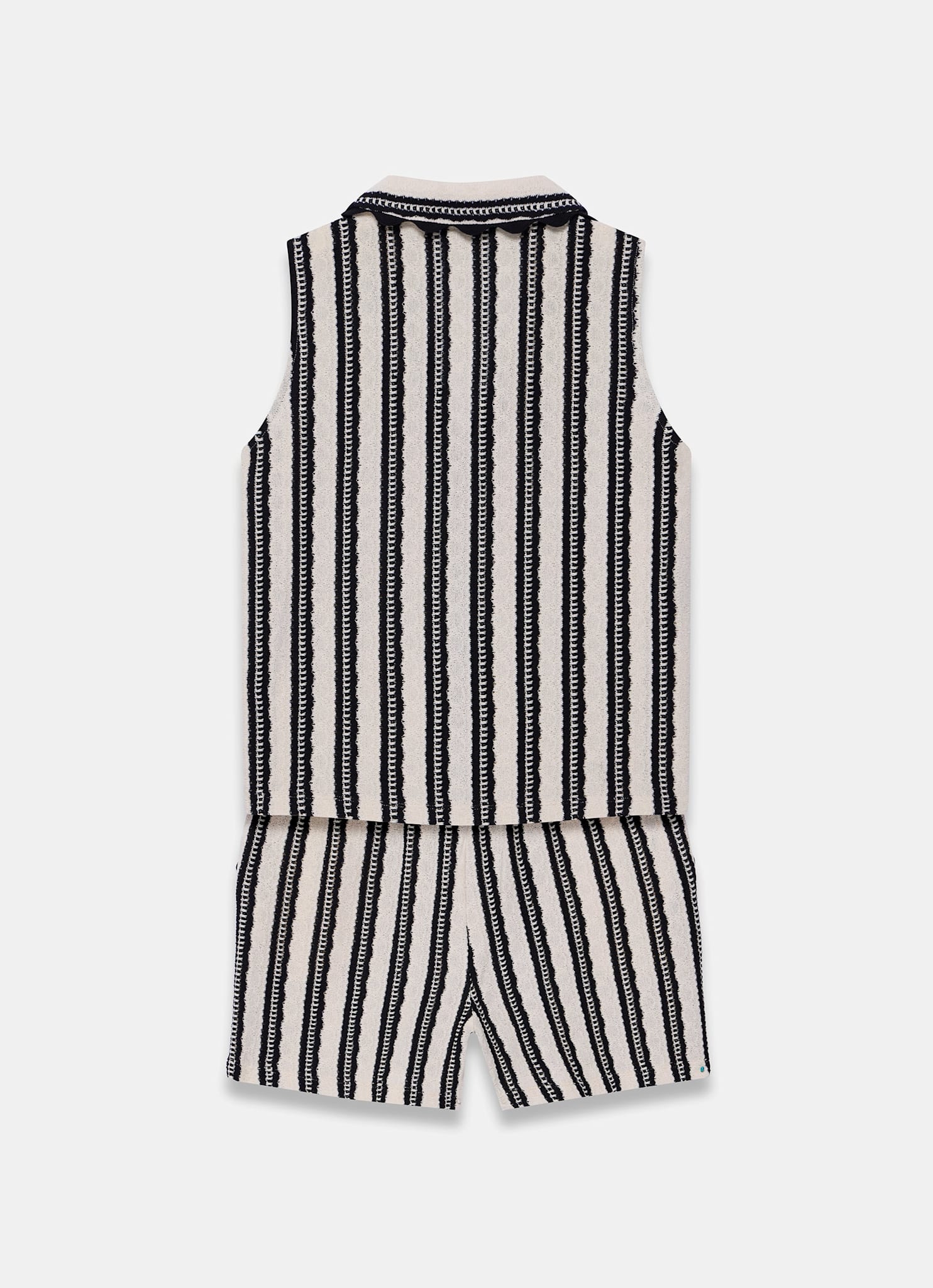 Black Stripe Beach Shorts Set