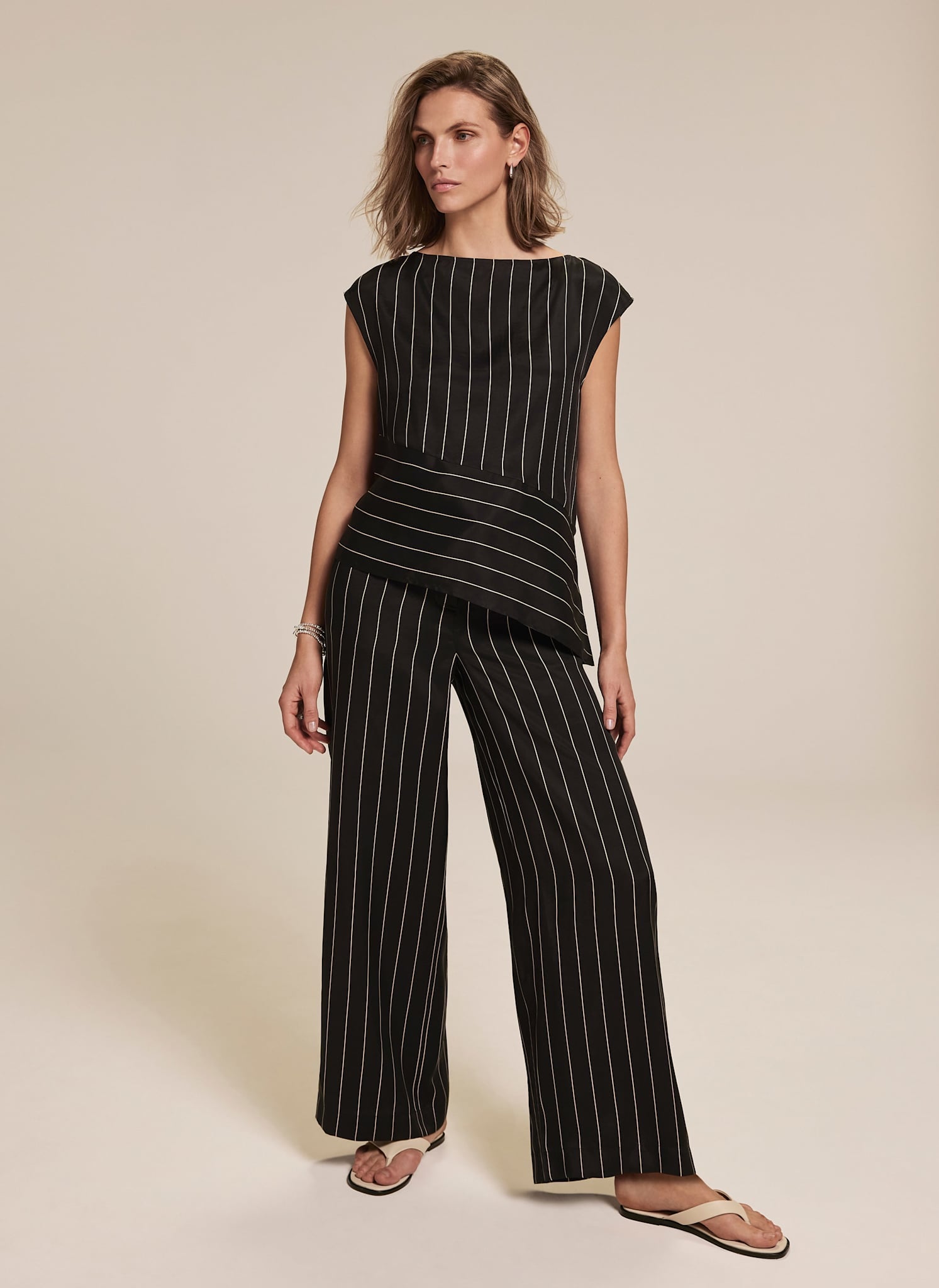 Black Striped Wide Trousers