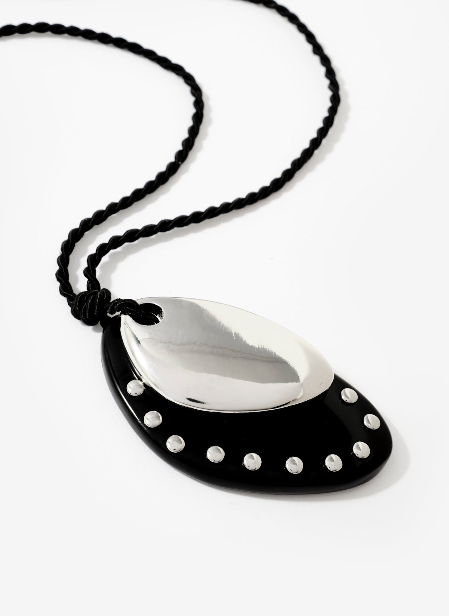 Black Studded Pendant Necklace