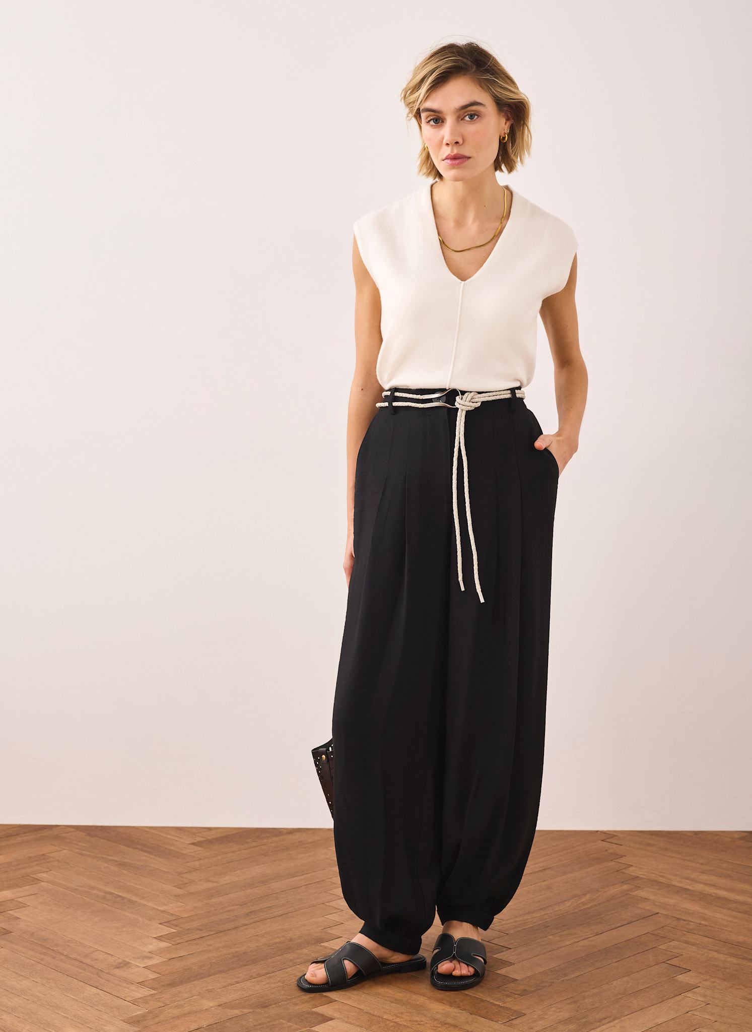 Black Soft Balloon Trousers