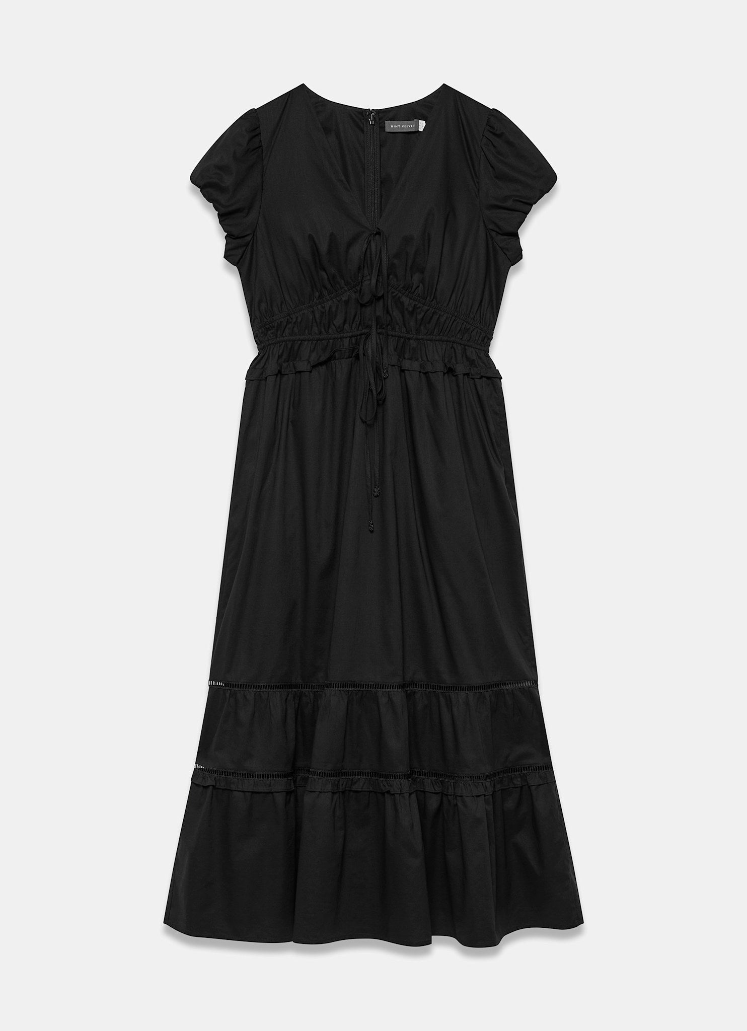 Black Cotton Midi Dress