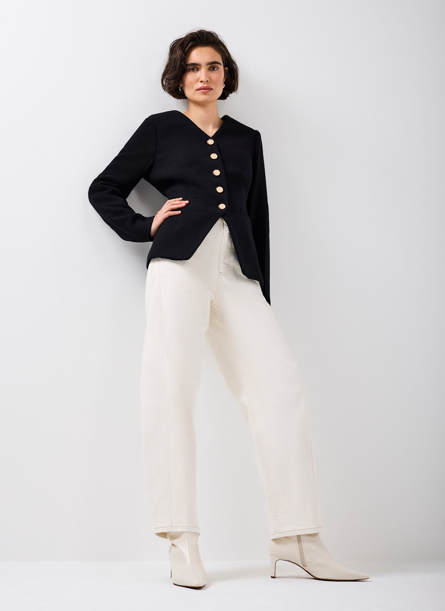 Black Wool Blend Sculpted Jacket
