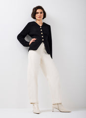 Black Wool Blend Sculpted Jacket