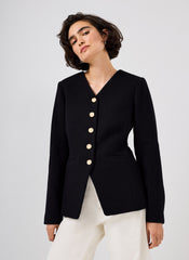 Black Wool Blend Sculpted Jacket