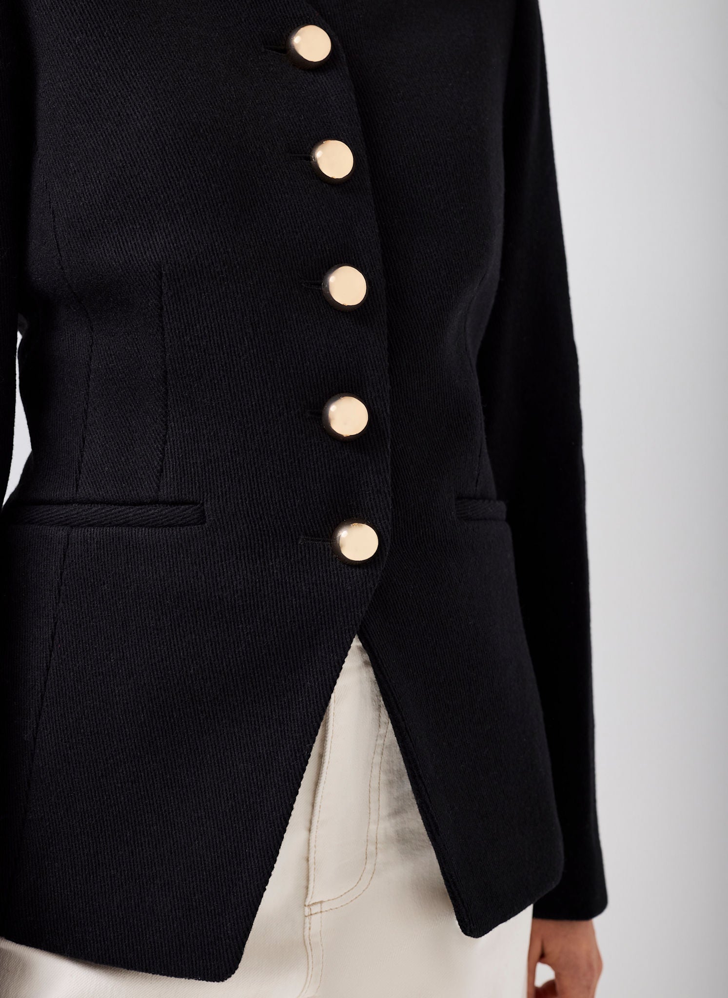 Black Wool Blend Sculpted Jacket