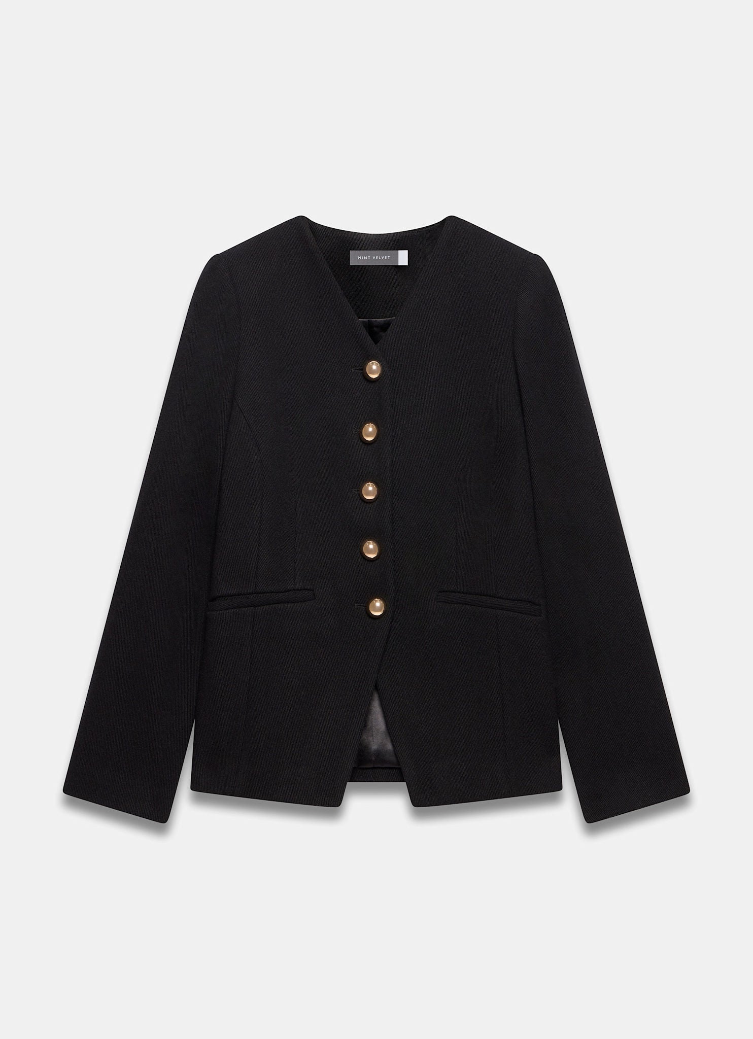 Black Wool Blend Sculpted Jacket