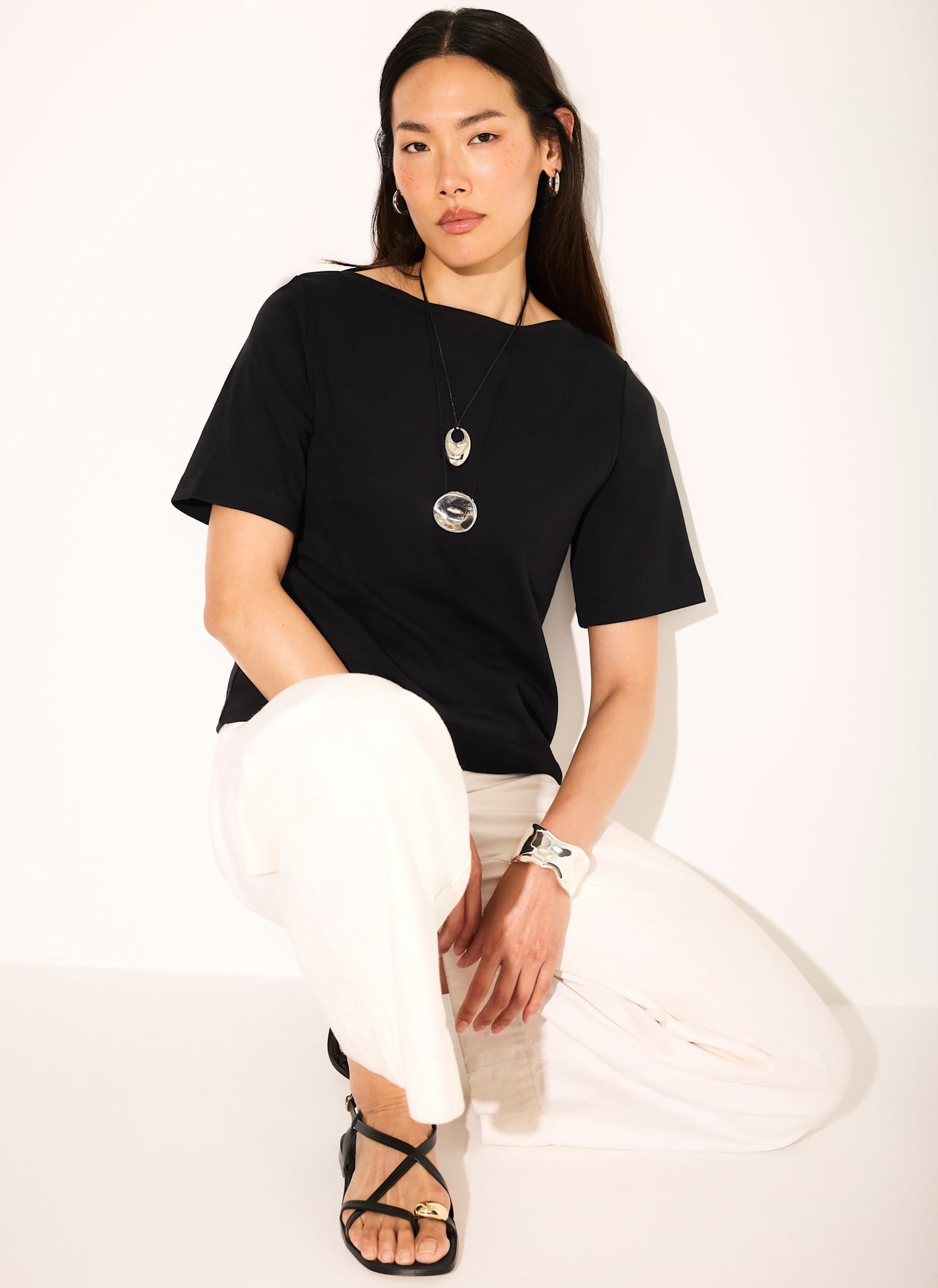 Black Slash Neck T Shirt
