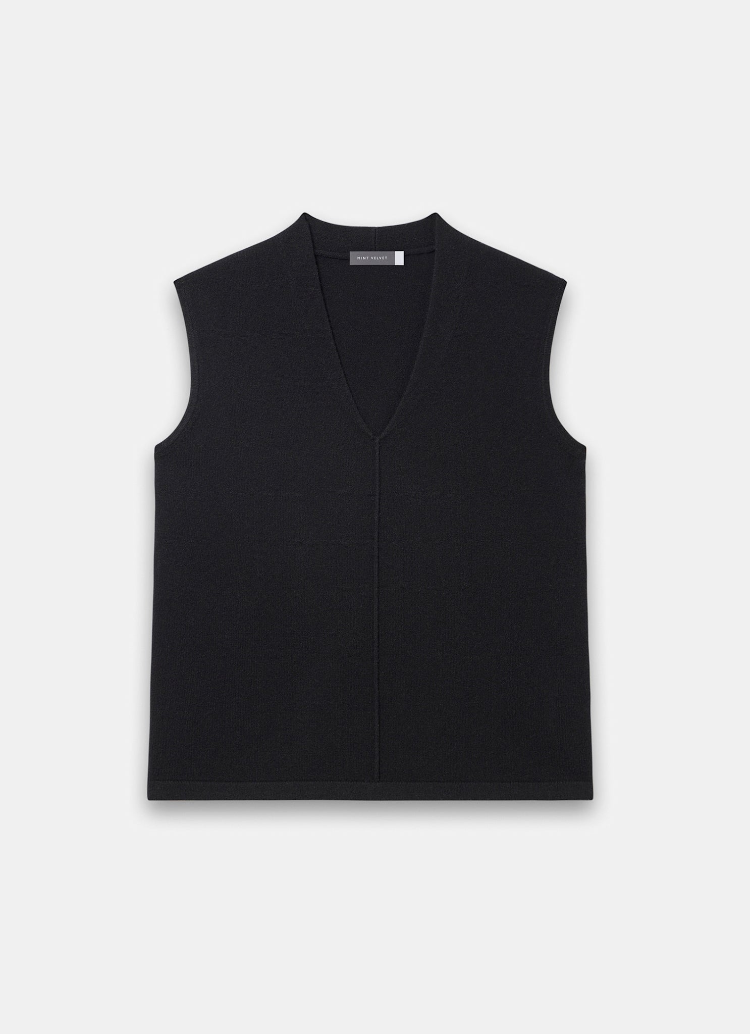 Black Wool Blend Sleeveless Knit Top