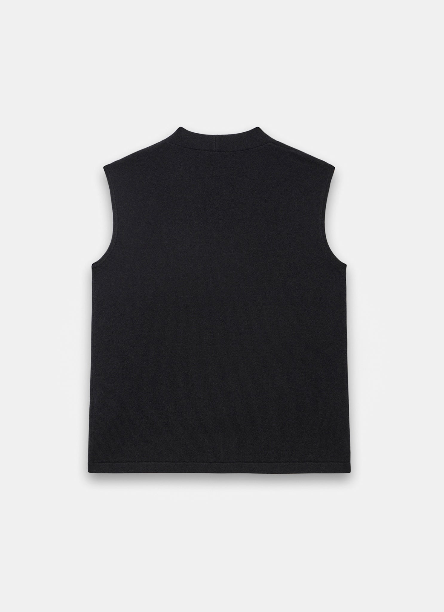 Black Wool Blend Sleeveless Knit Top