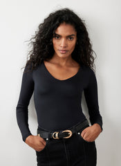 Black V Neck Layering Top