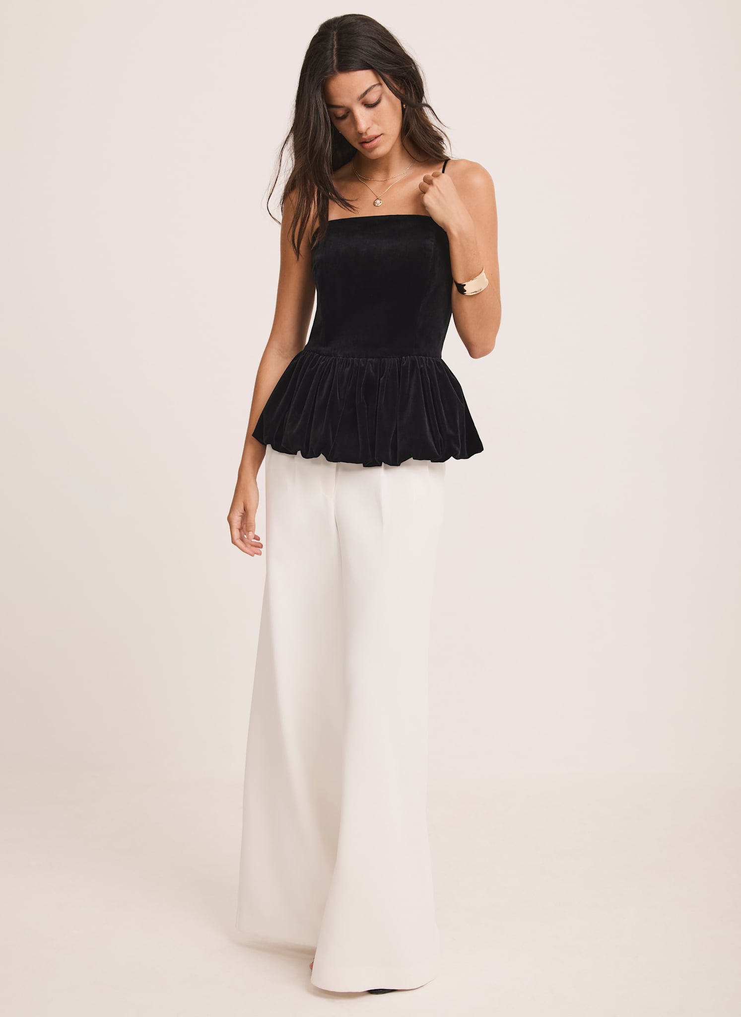 Black Velvet Peplum Top