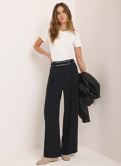 Black Waist Detail Wide Trousers