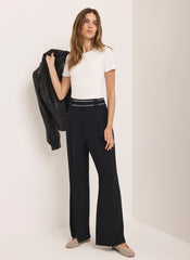 Black Waist Detail Wide Trousers