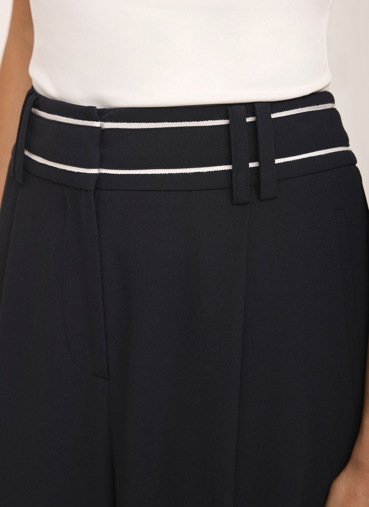 Black Waist Detail Wide Trousers