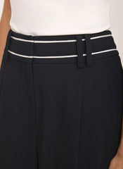Black Waist Detail Wide Trousers