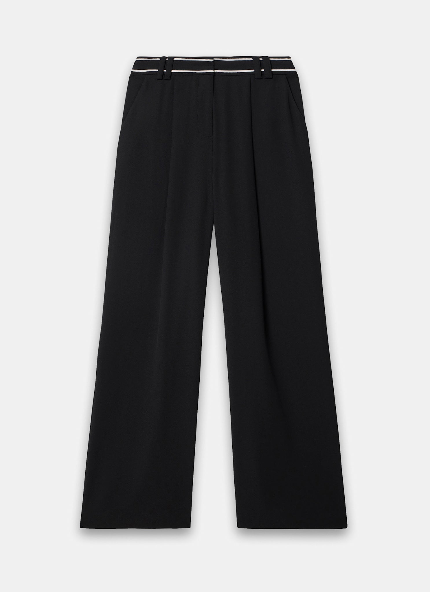 Black Waist Detail Wide Trousers