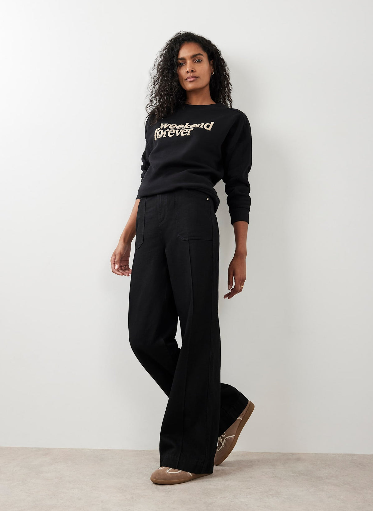 Black High Rise Wide Jeans