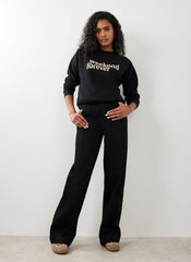 Black High Rise Wide Jeans