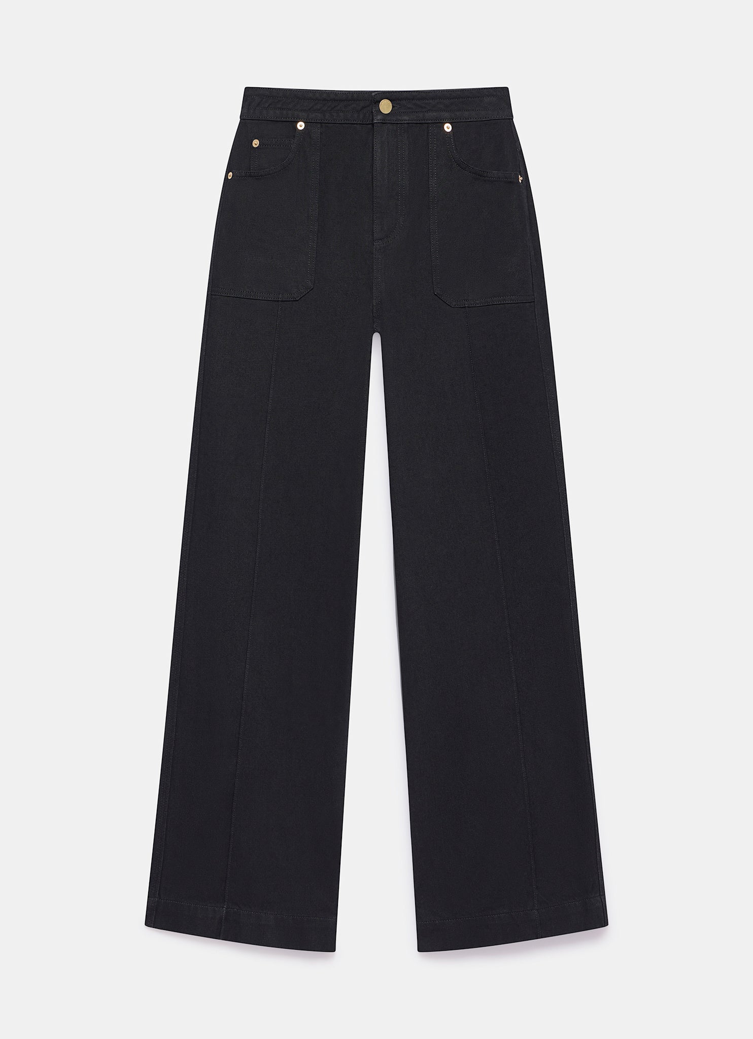 Black High Rise Wide Jeans