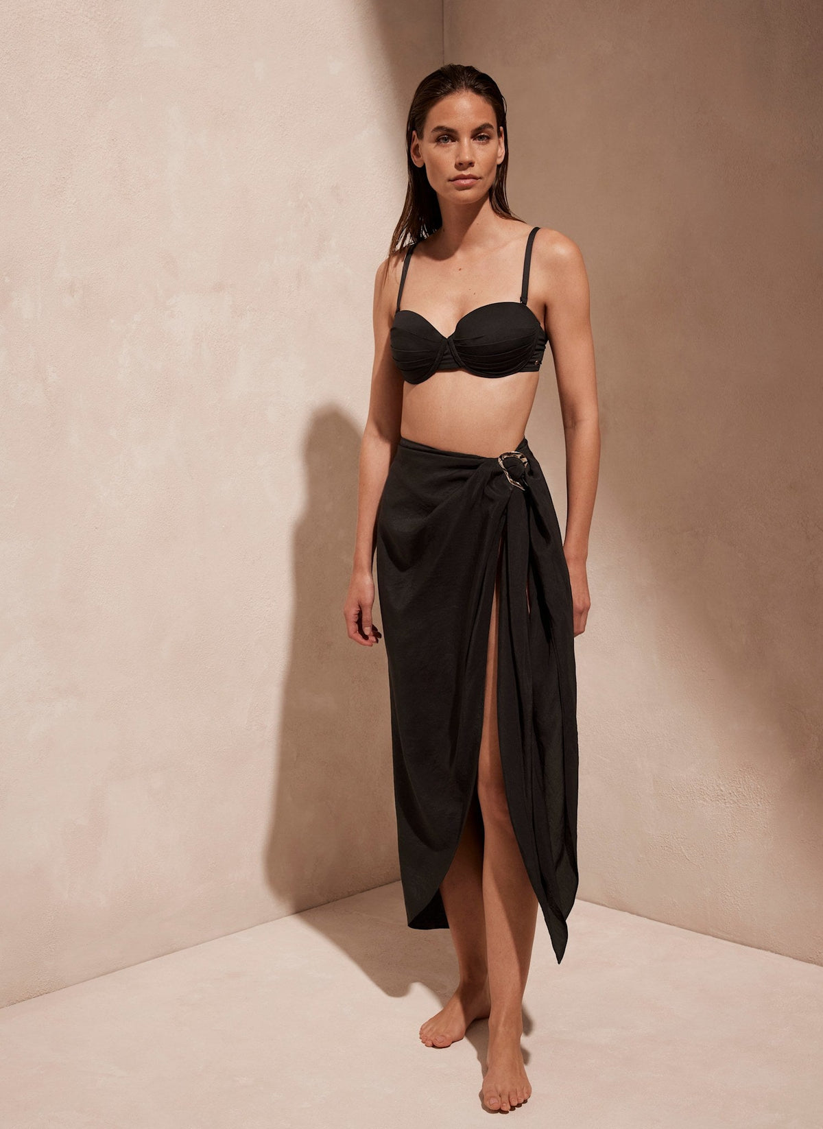 Black Gold Trim Sarong