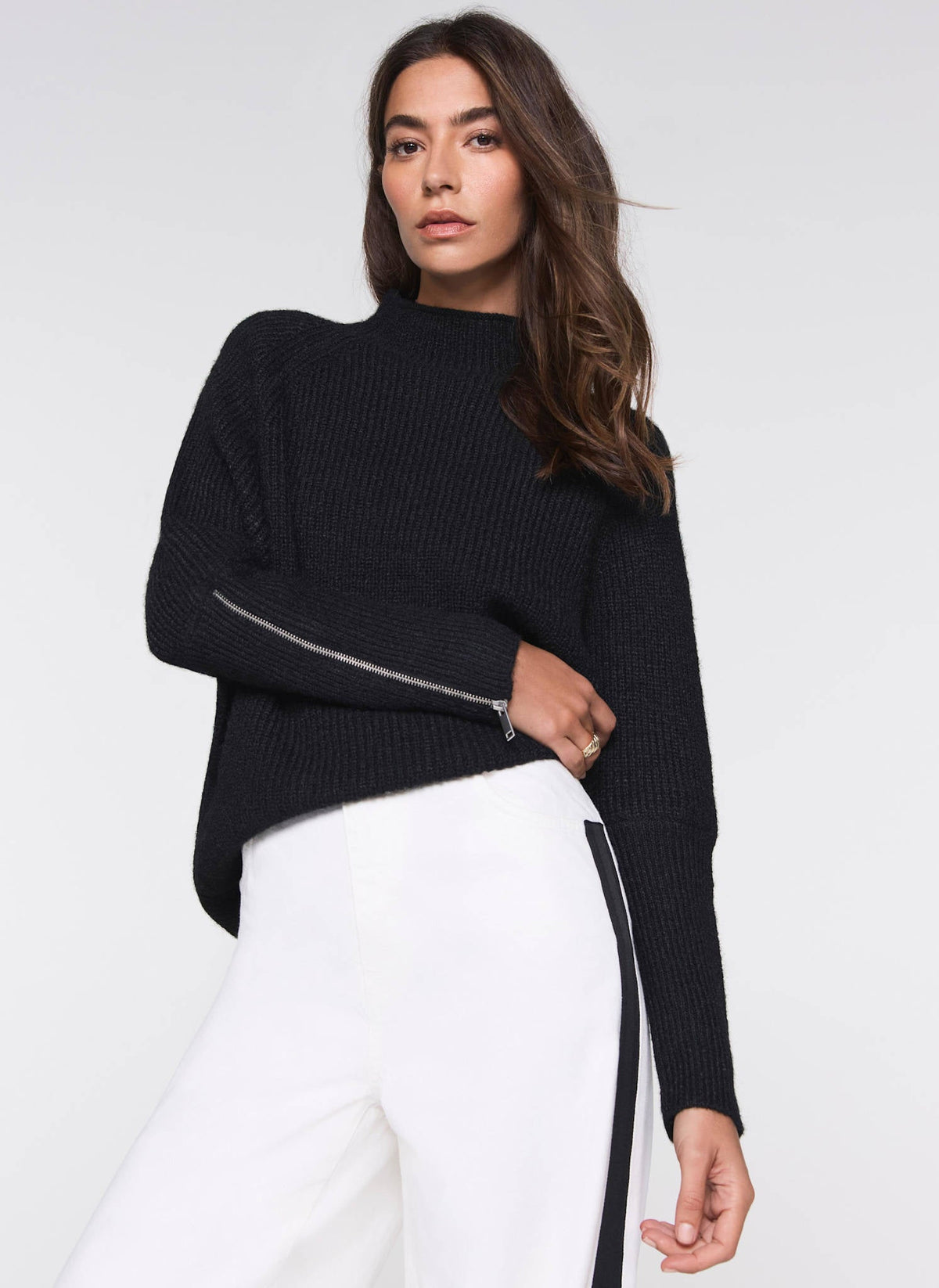 Black Zip Cuff Detail Jumper