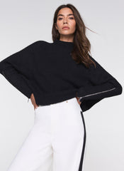 Black Zip Cuff Detail Jumper