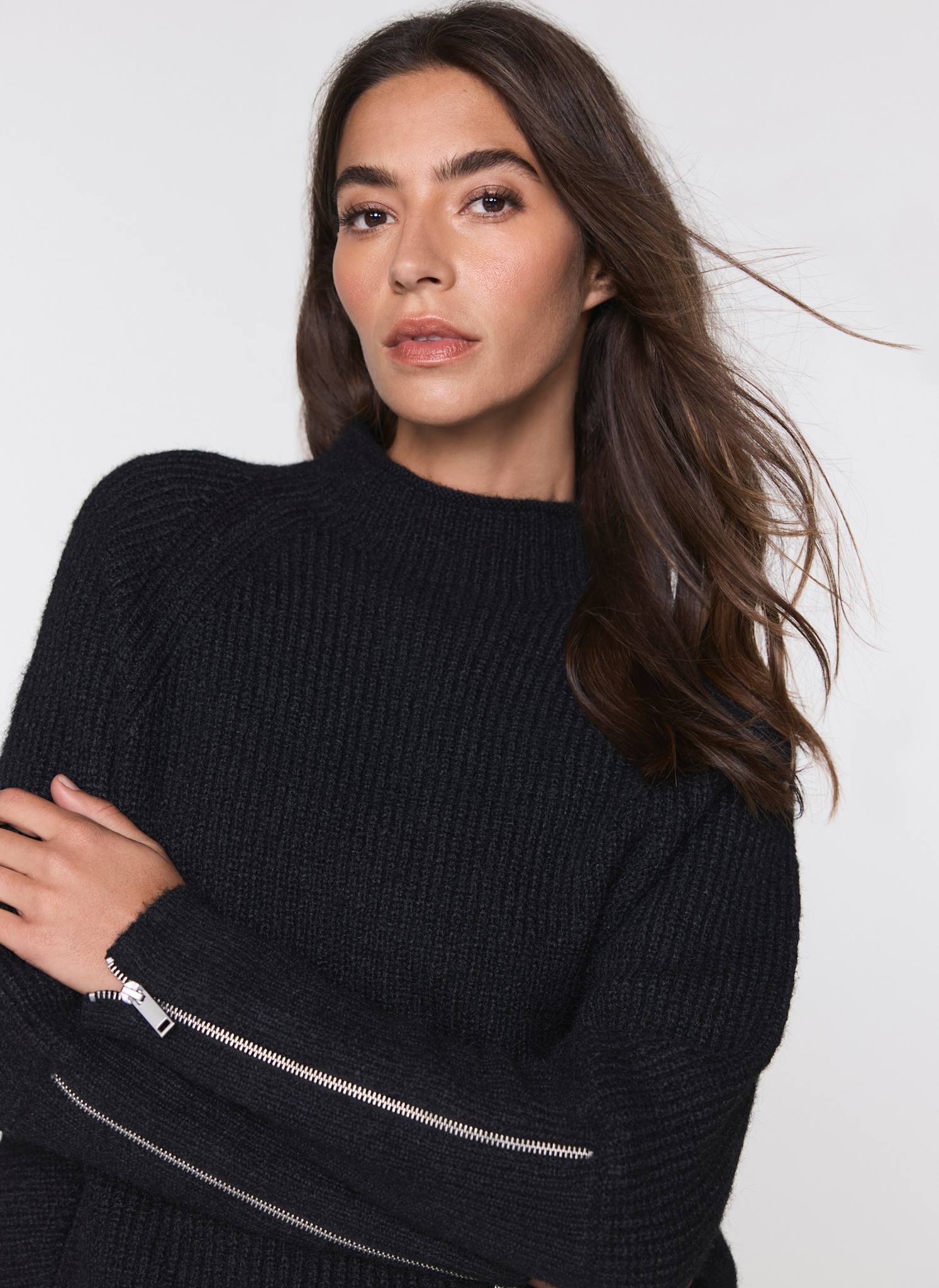Black Zip Cuff Detail Jumper