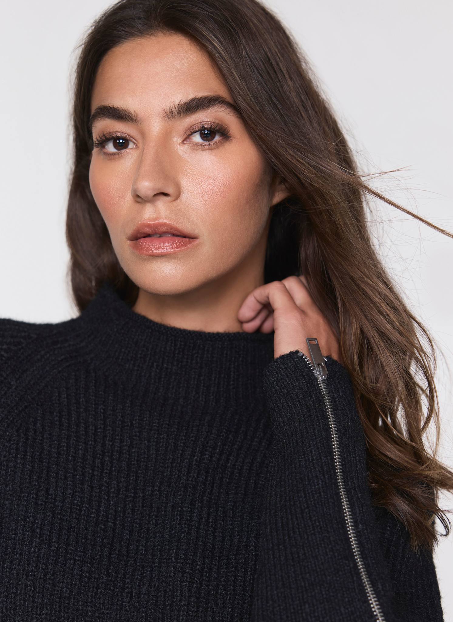 Black Zip Cuff Detail Jumper