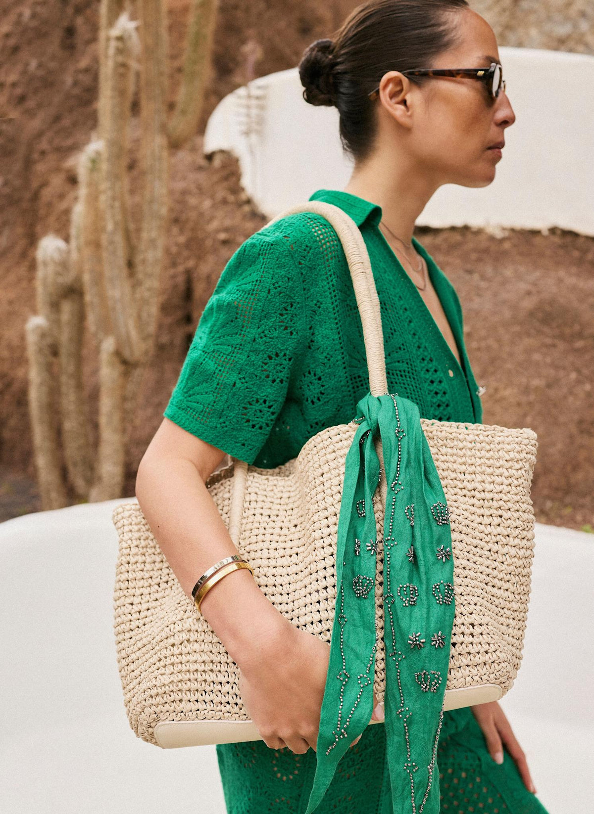 Blake Cream Woven Tote Bag