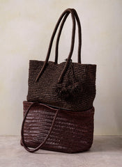 Blake Brown Woven Tote Bag