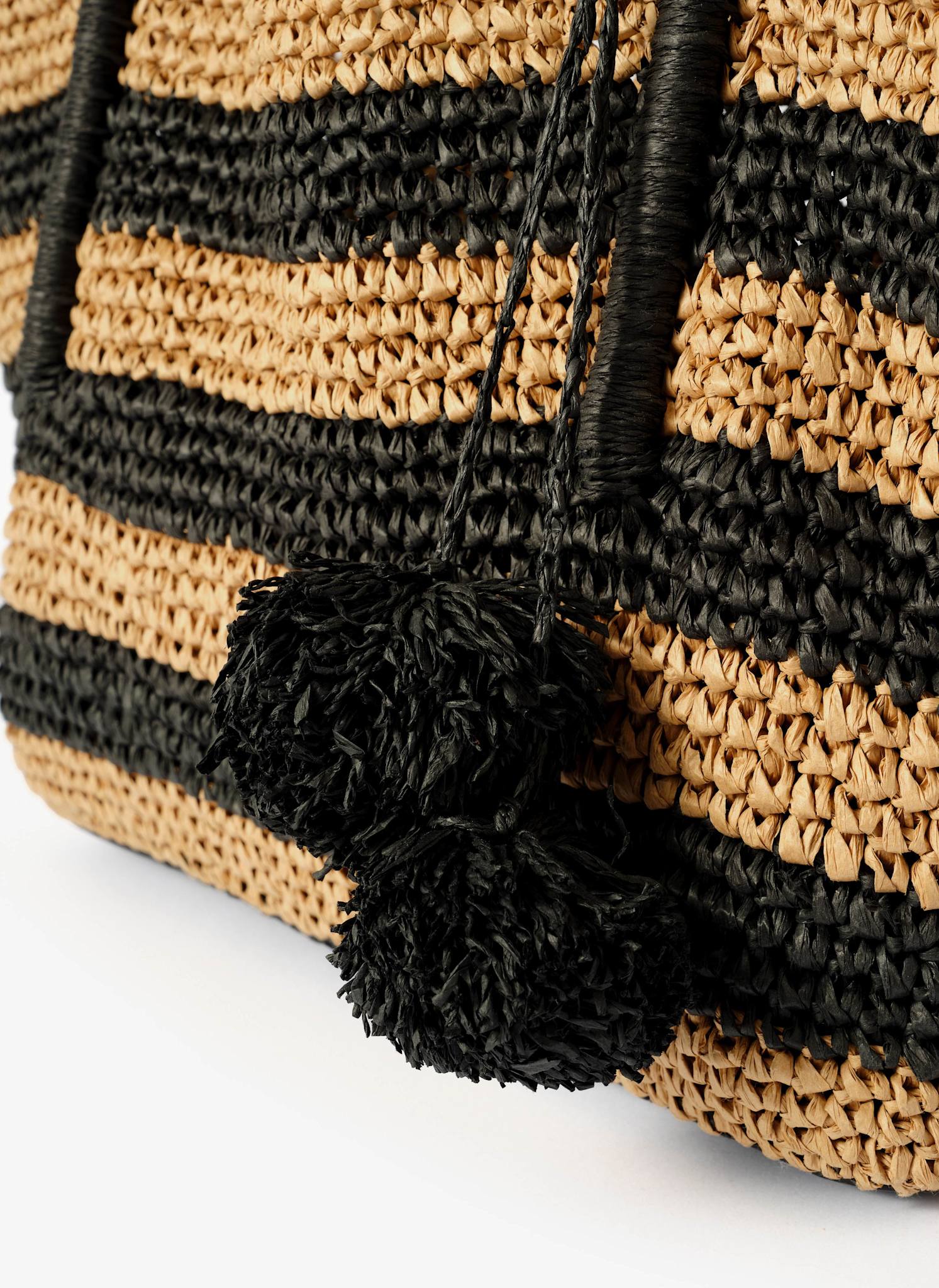 Blake Neutral Stripe Woven Tote Bag